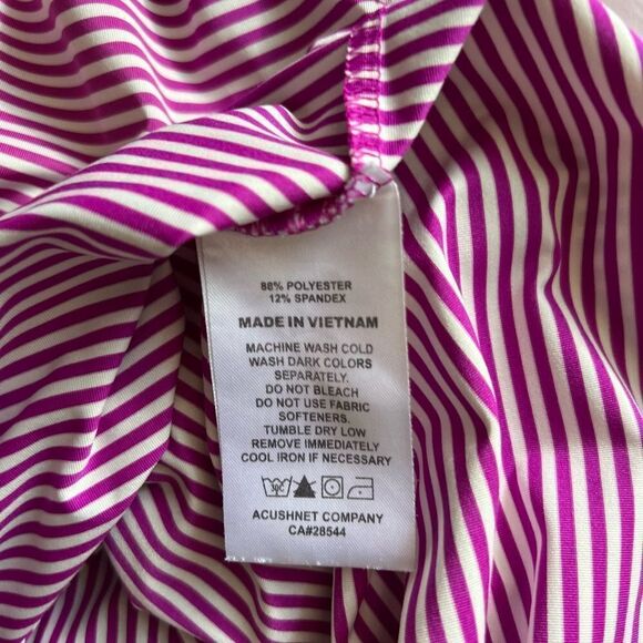 Men’s FootJoy Purple and White Striped Polo Medium - Picture 4 of 6